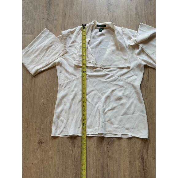 Lauren Ralph Lauren 100% Silk Women's Relaxed Blouse (Cream, Large) - Picture 5 of 6